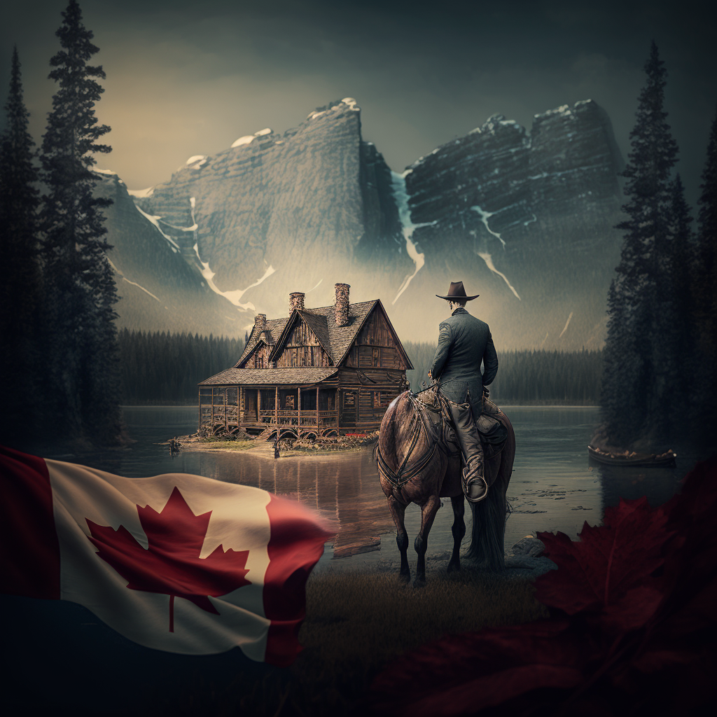 флаг Канады и горы